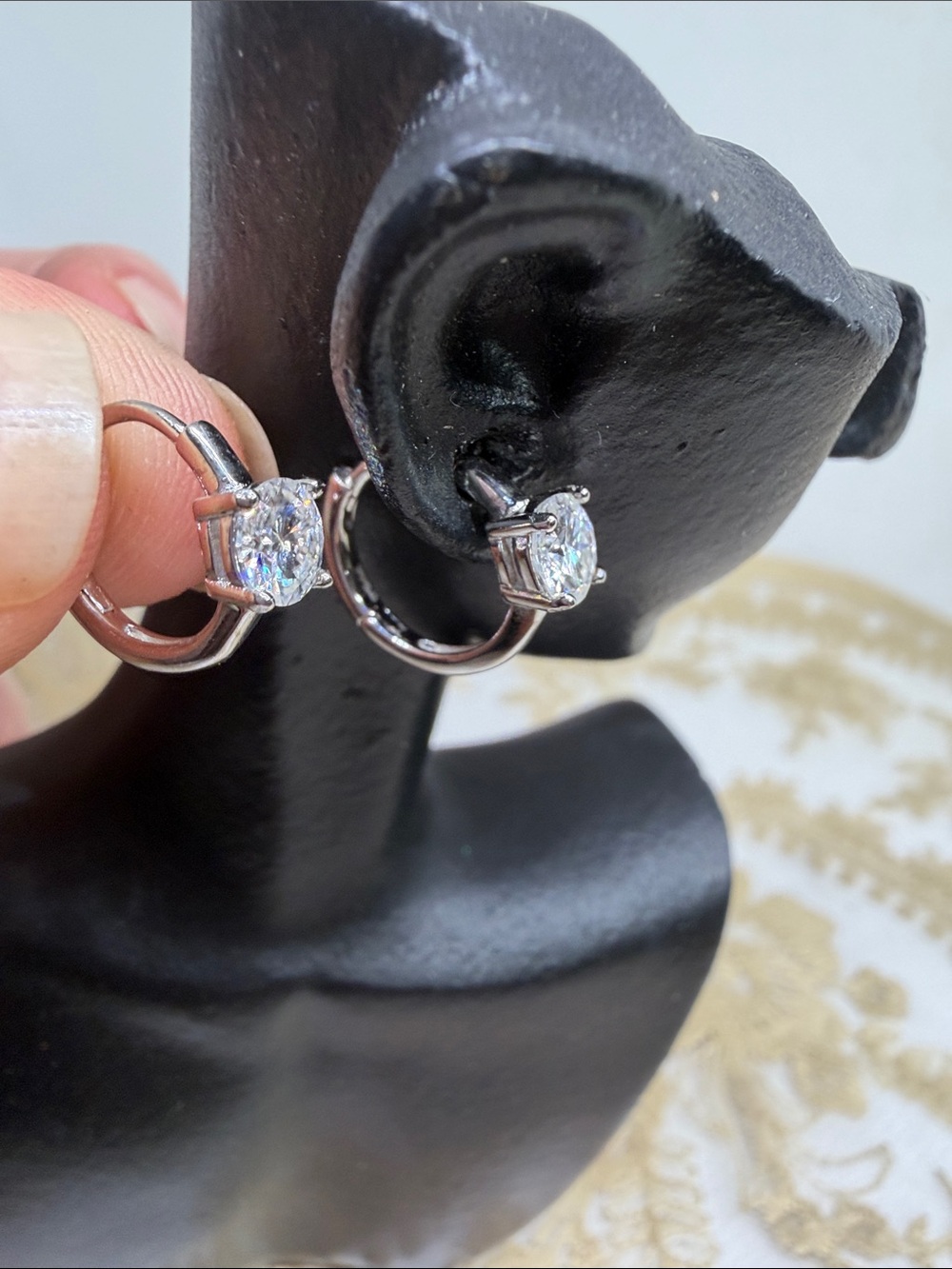 S925 .5 CT Moissanite Huggie Hoop Earrings Solitaire Certified